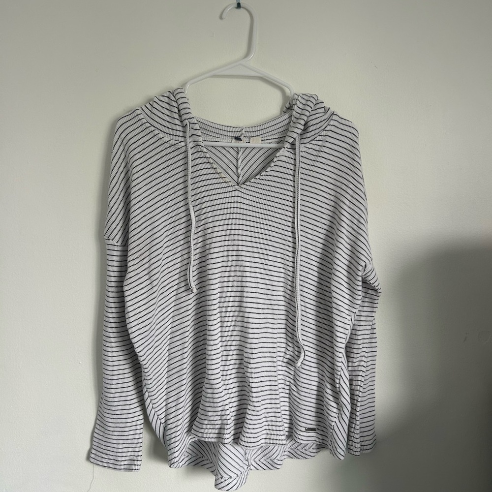 Roxy Black and White Striped Knit Top